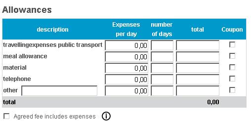 Enter expenses After filling in the hours you worked and any kilometres driven, you enter any expenses you incurred.