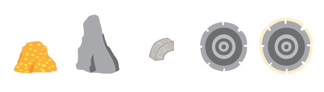 DIAMOND BLADE FABRICATION Diamond blades consist of four components: diamond crystals, a bonding system, a segment and a metal core.