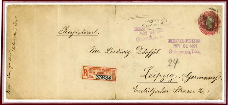 Backstamped Leipzig, 9 April, 1888. Galveston, Tx.
