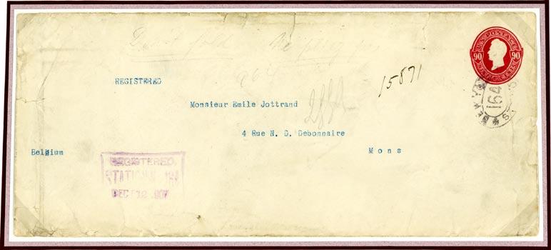 registered (10 ) - missing label. Backstamped Zürich, 25 August, 1893.
