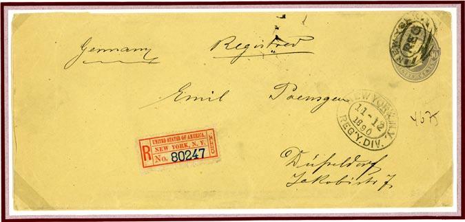 to Düsseldorf, Germany, 4 November, 1890, registered (10 ).
