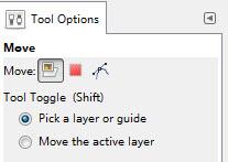 4.1 The Move Tool Options When you're using the Move Tool from the Toolbox, making sure you choose the right tool options can be pretty important. There are only two options to choose from.