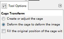 After you've draw a complete shape around your object you will see the 'Deform the cage to deform the image' option become selected in the Tool Options area of the toolbox.