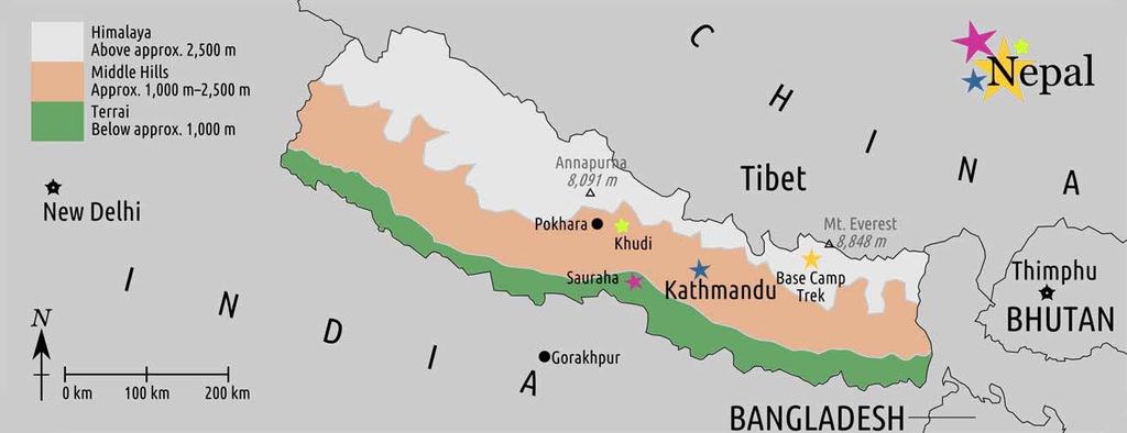INTRODUCTION OF NEPAL 83 percent of total land covered with mountains and hills and the remaining 17 percent