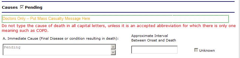 If the Cause of Death is Pending, check this box.