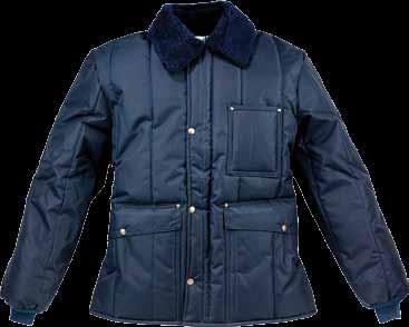 F326J Freezer Jacket Hip Length, 420 Denier water-repellent, tear and abrasion-resistant nylon PAC cloth, 11.25 oz polyester fiberfill.