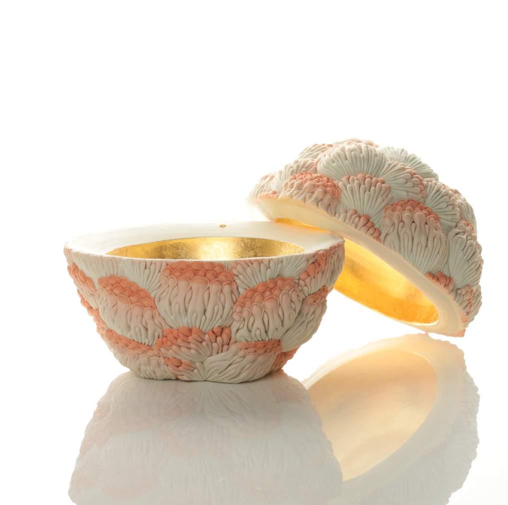 Orange Coral Bowl, 2014 Moulded, carved and hand-built coloured porcelain Height 15.