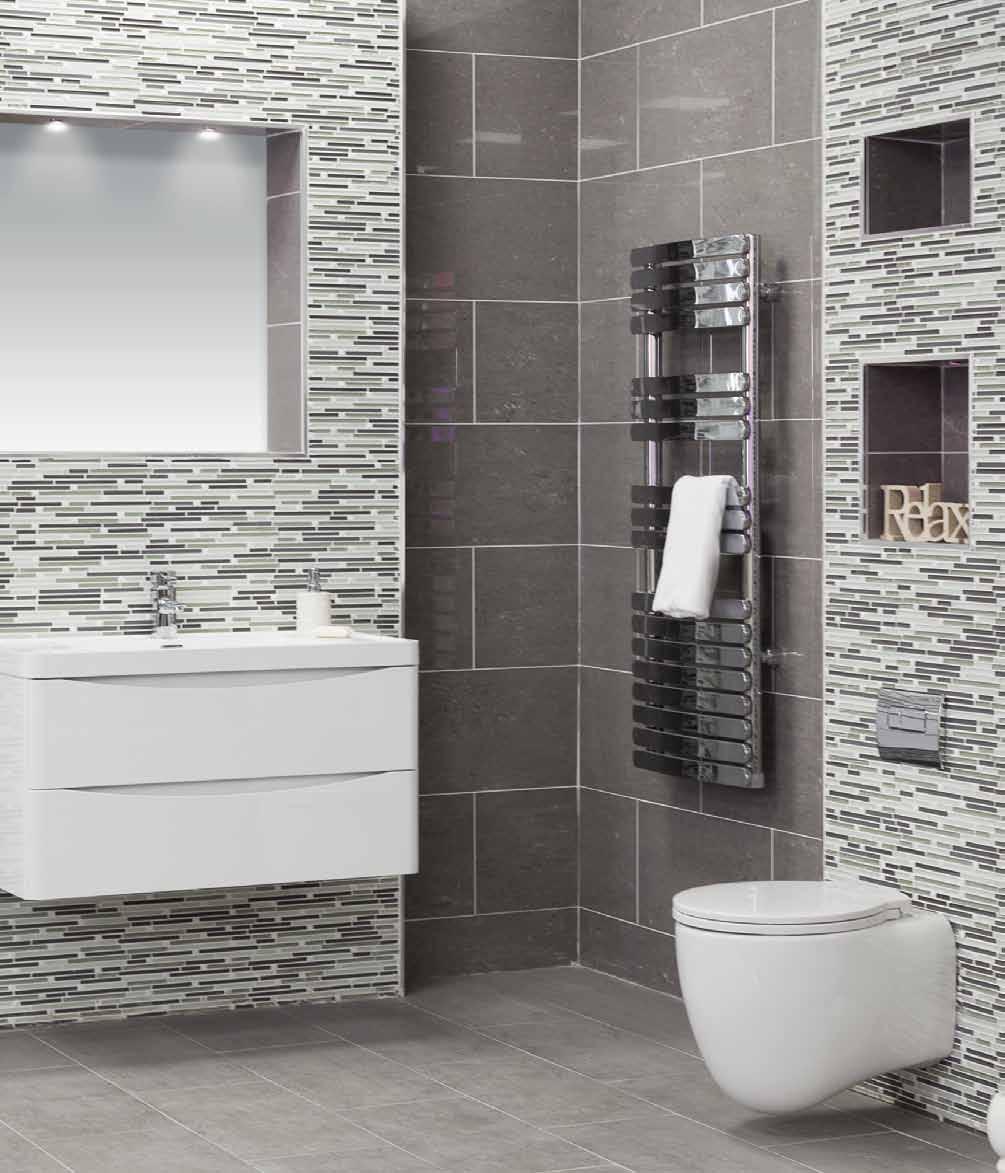 RECTIFIED POLISHED FOSSE A porcelain marble effect large format polished tile providing a touch of Roman elegance to any bathroom.
