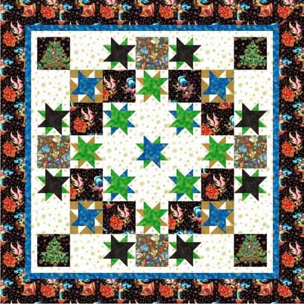Brightly Shining Throw (74" x 74") Finished sizes may vary Designed by Georgette Dell'Orco of Cozy Quilt Designs for Hoffman California Fabrics Traditional Colorway Blocks (arrangement) Focus 1 and