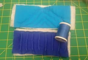 thread had a bit too much contrast on the royal blue fabric (top).