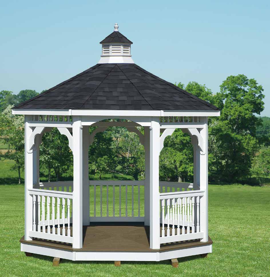 Standard Features for the Vinyl Gazebo 1. Louvered cupola with hole for vent. 1 2. 2x4 rafters 16" on center (double at corners).
