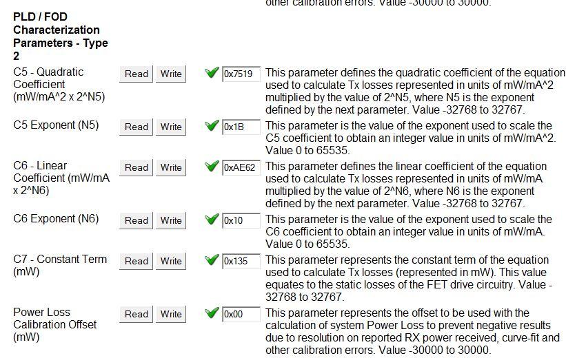 7. Read out the Power Loss Characterization Parameters on the Calibration page of the FreeMASTER GUI to ensure that it is saved successfully.