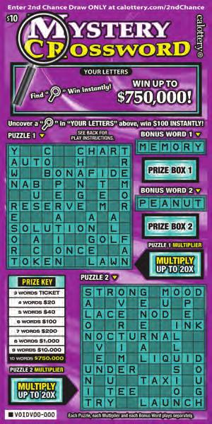OCTOBER 2018 $ 10 GAME #1329 MYSTERY CROSSWORD SAME GREAT GAME BRIGHT COLOR! WIN UP TO $750,000! FIND WIN 0 INSTANTLY!