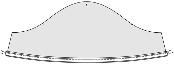 Fuse interfacing to wrong of top collar. 8. Place curved corded piping around out collar edge on right of collar with raw edges together (fig. 10). Baste or glue in place.