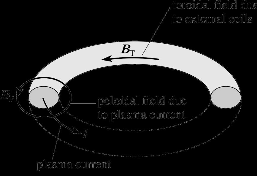 Helical magnetic fields are required for confinement in toroidal devices A pure toroidal field will not confine a plasma.