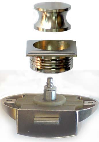 2125: 25 mm backset mechanism with installation kit Polished Gold Plated button &