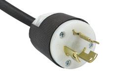 Plug options include standard NEMA L5-15 15 amp twist lock plug or NEMA L5-20 20 amp twist lock plug for 125V twist lock outlets, and NEMA L6-15 15 amp twist lock plug or NEMA L6-20 20 amp twist lock