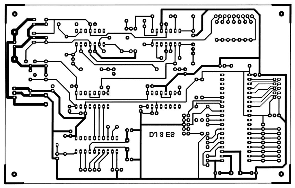 Fig 18: Printed circuit board for micro controller, bottom side. tion makes standard signal generator operation possible at a frequency that can be set by means of the shaft encoder.