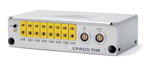 CPAD3 Modules CPAD3-TH8-x Intelligent amplifier with integrated A/D conversion CAN interface 8 input channels for thermocouples Available thermocouple types: CPAD3-TH8-x: K, J, T standard type