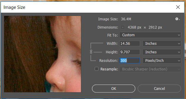 Figure 9 The image size dialog box. Figure 10 The crop tool. Resizing and Cropping an image: Images often need resizing or cropping for many reasons such as : To fit in a picture frame.