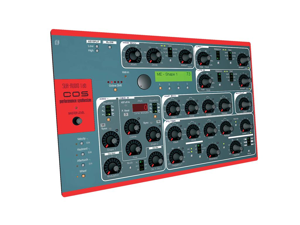 COS Advanced subtractive synthesizer with Morph function user manual 2 multi-wave oscillators with sync, FM 1 AD Modulation