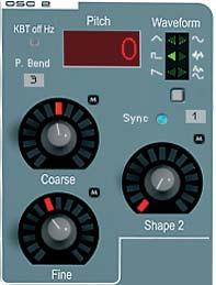 Panel reference - Oscillators Oscillator 2 offers the same waveforms as oscillator 1 with some minor changes.