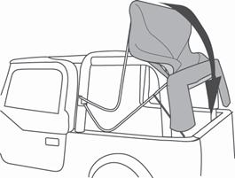 Make sure that the Tailgate Bar is centered and is securely in the mounts. Then tuck the fl aps on the Rear Window under the top fabric.