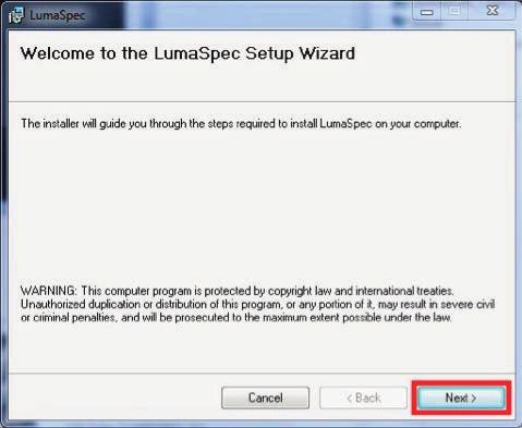 Page 7 Step 3: After the.net Framework installation, the wizard for the LumaSpec software installation will open automatically.