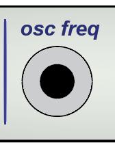 The Oscillator pitch controls: The source switch selects the sources of pitch control of the oscillator. The top selection freq cv input selects the black banana input labeled osc freq.