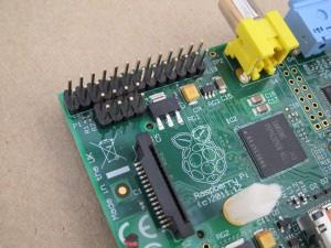 Raspberry Pi with P5 header in place ready for the HiFiBerry.