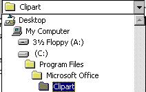 In Office 97 this will be: 4. In the Clipart directory you will have a few directories to choose from. Double click on the directory called Popular.