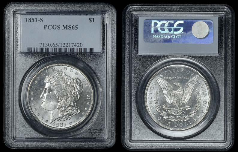 Practically as struck, second proof-like 100-150 Slabbed in NC holders, graded MS 63*, MS 65 120 Dollars (3), all 1881S [3].