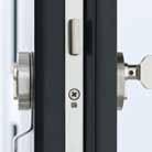 Steel dog bolts secure the door to the frame, while the anti-pick, anti-drill, anti-snap and anti-bump cylinder