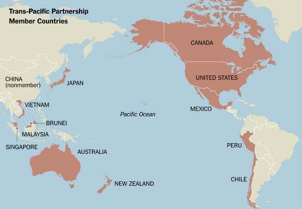 Pacific- rim na:ons represen:ng 40% of world GDP Establishes rules governing