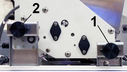 OPERATION Tab Fold Position: When side tabbing; the Fine Adjustment Knobs (1) and (2) can be used to