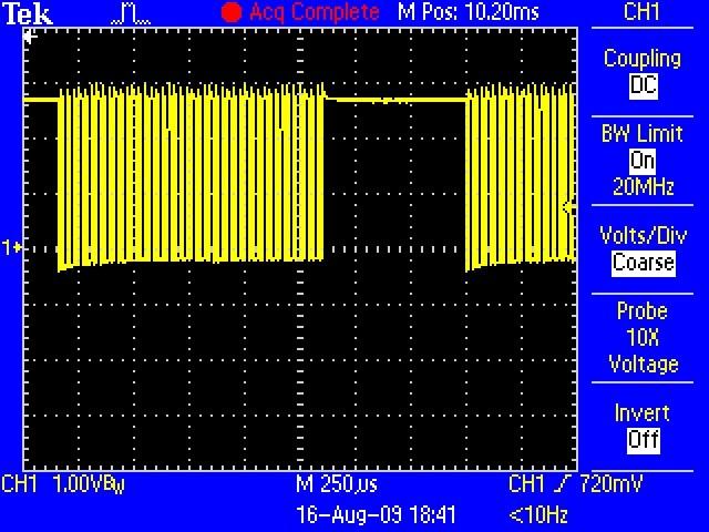 IR codes continued... So these longer pulses are composed of blocks of carrier frequency PWM.