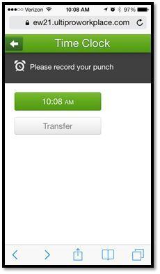 If the last punch does not say what you expect, alert your Supervisor immediately. When you tap it a new screen will appear, pictured below.