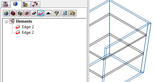 Hint The red grids mark the selected edges. These red grids remain visible as long as the edges are selected (blue or grey shaded in the imos Manager).