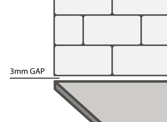 When planning the positioning of your worktop, please note that: A minimum gap of 50mm is left between your surface and heat generating appliances, such as an AGA.