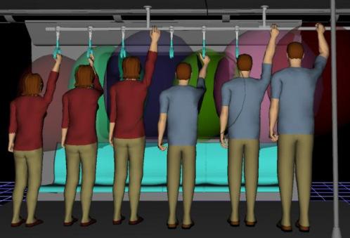 4 HADRAIL HEIGHT 4. Virtual human simulation test The pre test uses the virtual human factors software invented by Jack to test the handrail height.