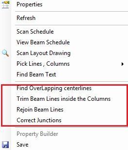 User can further add beam centerlines by going to the ' Pick lines, Columns ' menu. Here some utilities help the user to add another beam lines from the CAD and also an option to pick the columns.