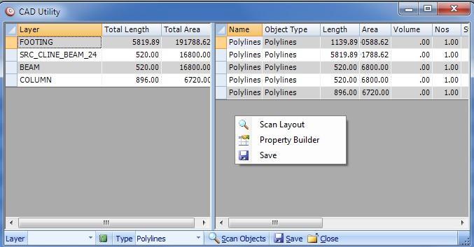 4. Tools 4.1 Cad Utility The CAD utility helps to extract some quantities from the CAD drawing.