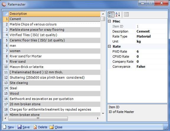 2.4 Rate types In rate types, the items created in the rate can be categorized into different groups. The user can group the items as, for example material, labor, machinery, etc.