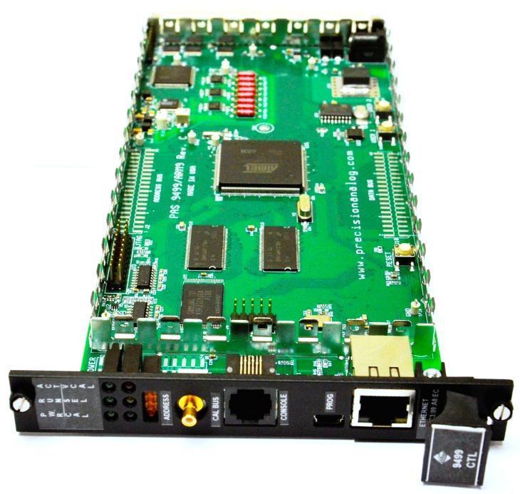 The CQ9499 Chassis Controller module plugs into the slot 1 of the HS000- SIGWB signal conditioning chassis from the front side, and provides the programmable interface between the host system and the