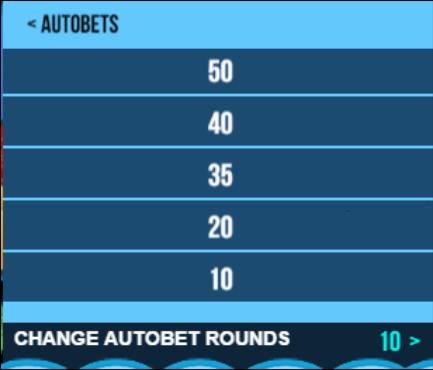 To set number of rounds press the bet round limit panel and then select the desired value of rounds.