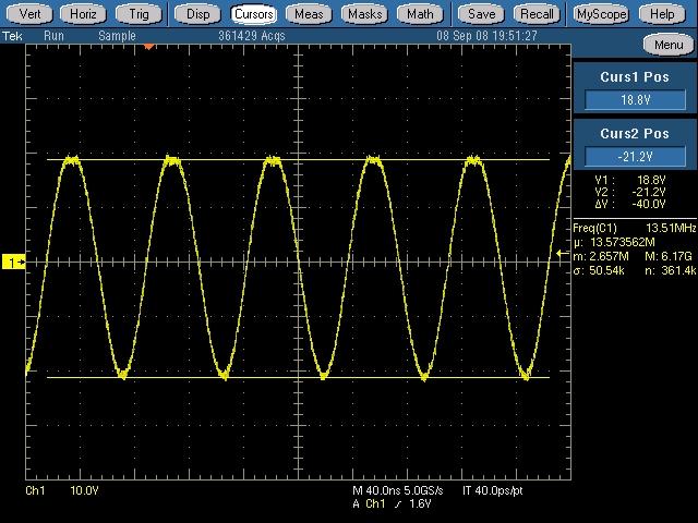 4.2) Power Amplifier (continued) TP8 PA Output @ C113 = 40.0 Vp-p TP9 PA Output @ C115 = 40.