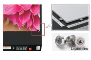 Layout pins Standard layout pins and scale ensure board alignment, which is particularly useful when printing full bleeds.