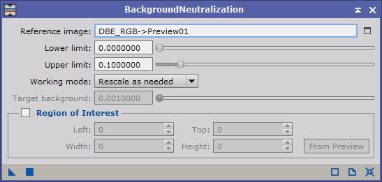 1.10.2 Background Color Correction Color Calibration->Background Neutralization Select first preview (containing no