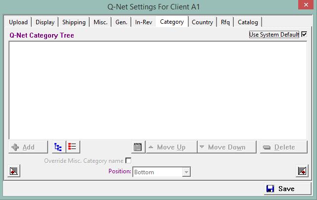 Setting up the Category Tree The category tree can be added to the system default. Since most client have unique titles to their categories, you may want to create the tree in client maintenance.