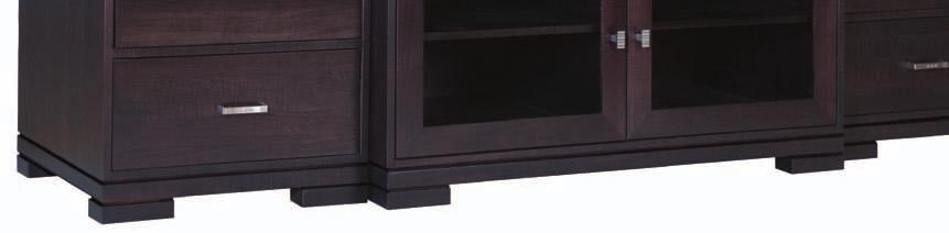 W x 25 H x 20 D 70311 Entertainment Base - 2 glass doors, 2 adjustable shelves 48 W x 25 H x 23 D GrandVille offers you the choice of standard wood shelves, glass shelves, optional LED lighting or